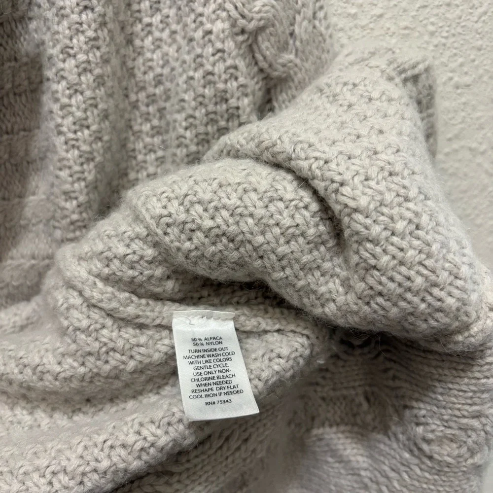 Max Studio Alpaca Blend Knit Long Cardigan Sweater Light Grey Size Large